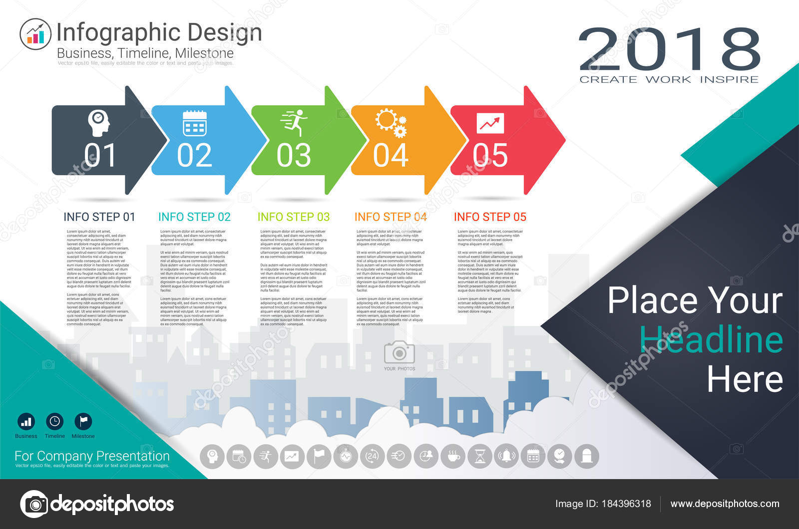Modello Affari Infographics Milestone Timeline Strada Mappa