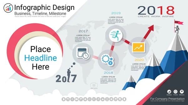 Üzleti Infographics Sablon Mérföldkő Idővonal Vagy Útiterv Folyamat Folyamatábra Beállítások — Stock Vector