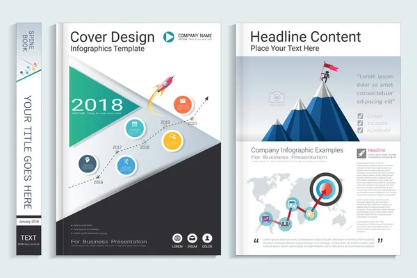 Cover Buch Design Vorlage Mit Präsentations Infografik Elementen Verwendung Für — Stockvektor