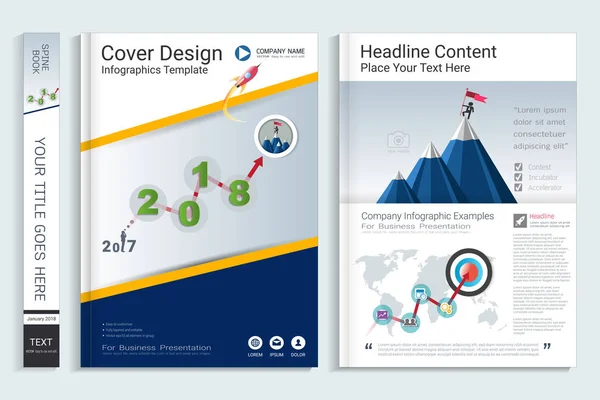 Cover Buch Design Vorlage Mit Präsentations Infografik Elementen Verwendung Für — Stockvektor