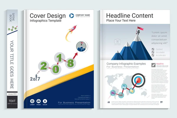 Modello Design Del Libro Copertina Con Elementi Infografici Presentazione Utilizzo — Vettoriale Stock