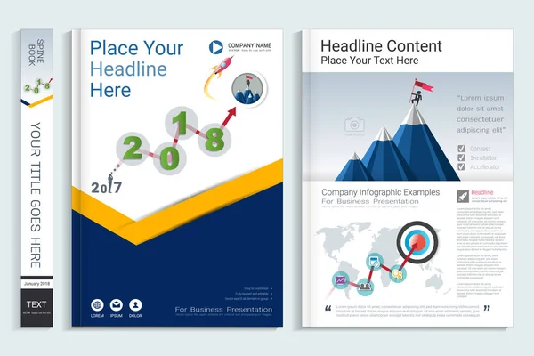 Cover Buch Design Vorlage Mit Präsentations Infografik Elementen Verwendung Für — Stockvektor