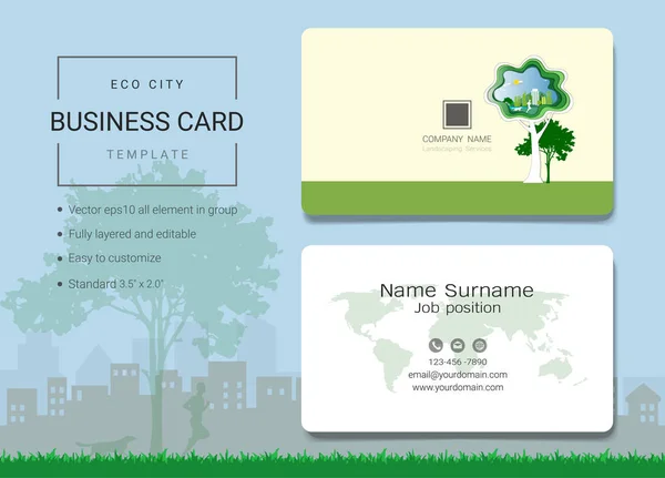 Eco City Business Card Name Card Template Simple Style Also — стоковый вектор