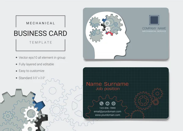 Mechanical Business Card Name Card Template Simple Style Also Modern — стоковый вектор