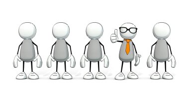 little sketchy men - one with tie and glasses sticking the thumb in the air clipart