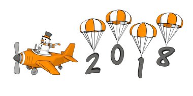 bir düzlemde - 2018 paraşüt üzerinde uçan küçük yarım yamalak kardan adam