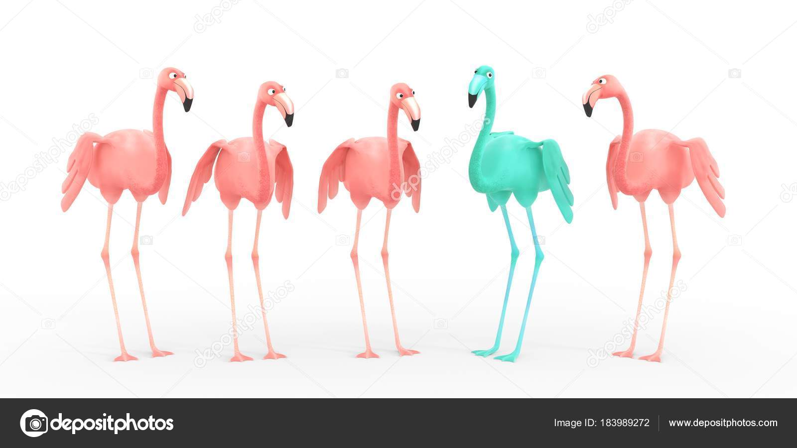 Four Pink One Green Flamingos Green New Pink Stock Photo by ©lilu_foto  183989272