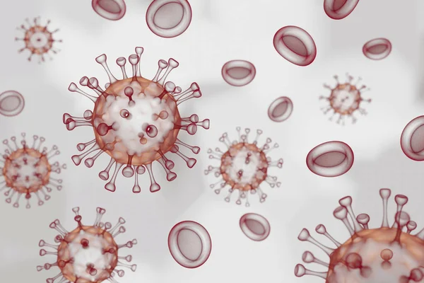 Rood Virus Bloedcellen Met Een Heldere Achtergrond Illustratie — Stockfoto