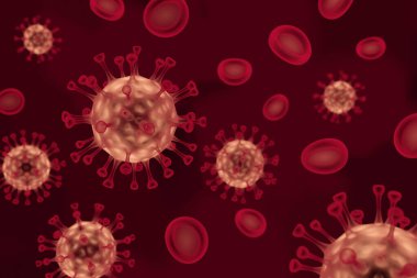 kırmızı virüs ve kan hücreleri - 3 boyutlu resimleme