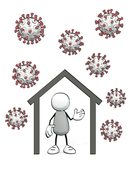 Kleine Schimmige Man Huis Quarantaine Beschermen Tegen Virusinfectie — Stockfoto