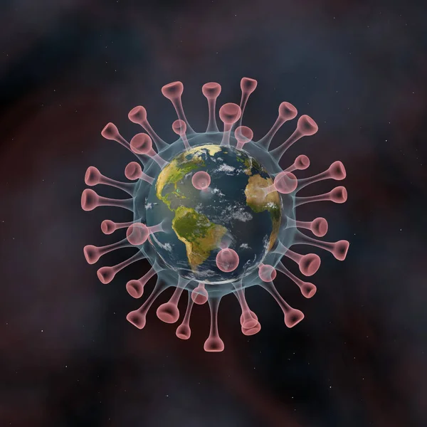 Ilustração Planeta Terra Com Vírus Espaço — Fotografia de Stock