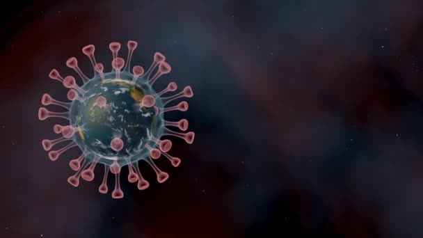 Bucle - planeta Tierra giratorio con virus en el espacio — Vídeos de Stock