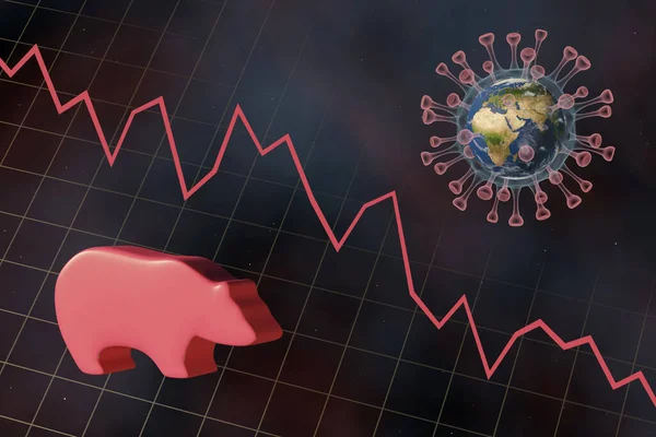 3D illustration of planet earth with virus - recession of the economy