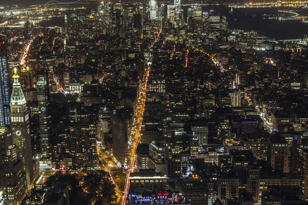 Νυχτερινή άποψη της Νέας Υόρκης Φωτογραφία Αρχείου