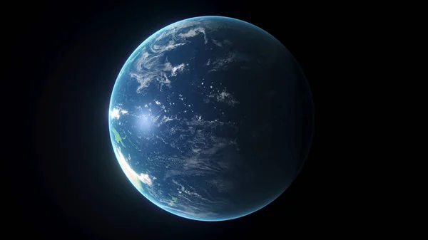 Planeet aarde met enkele wolken. Renderen van fotorealistische 3 D — Stockfoto