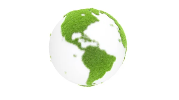 Aarde gemaakt van groen gras - 3d abstracte weergave — Stockfoto
