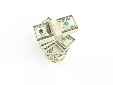 Beyaz dolar yığını 3d Render arka plan
