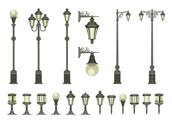 Set of street lamps — Stock Vector