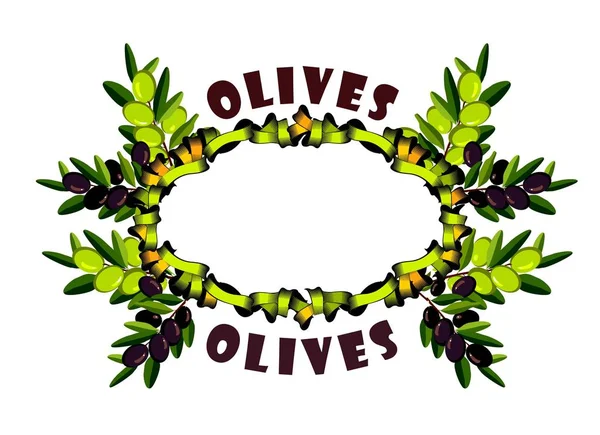 Corona de ramas de olivo — Vector de stock