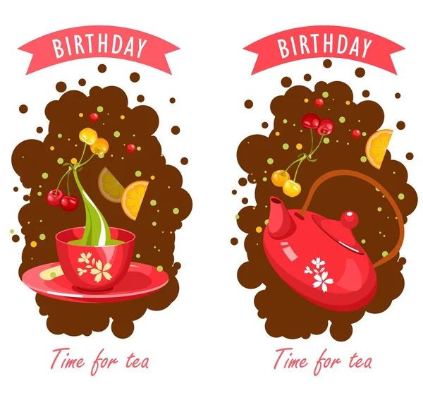 Tea time card — Stock Vector