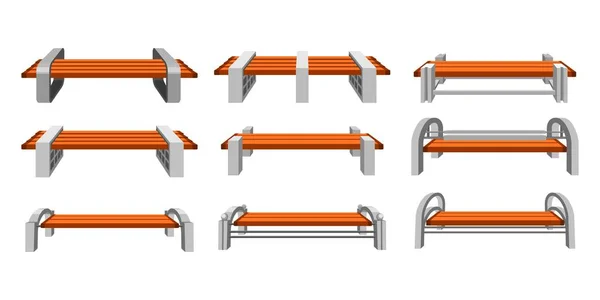 Ställ in parkbänkar — Stock vektor