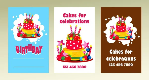 ケーキのビジネス カード — ストックベクタ