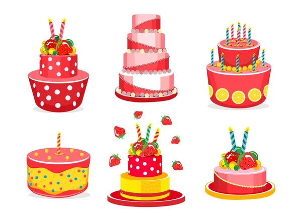 Set of birthday cakes — Stock Vector