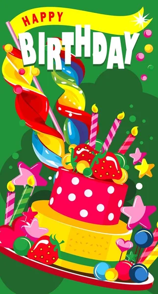 Happy Birthday Cake — Stock Vector