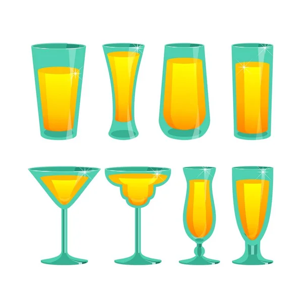 Set of glass cups — Stock Vector