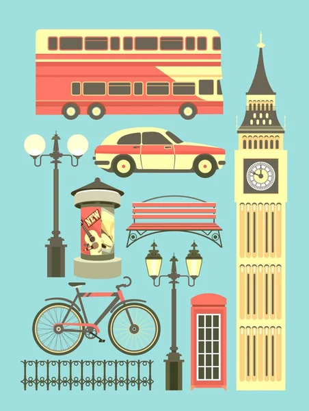 Set of london objects — Stock Vector