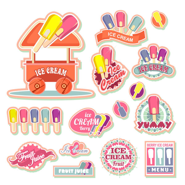 Ice cream emblem set