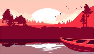 Nehri üzerinde bir tekne yelken