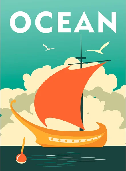 Sea travel vintage poster — Stock Vector
