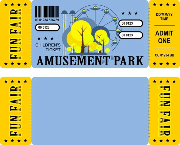 Parque de atracciones de entradas — Archivo Imágenes Vectoriales