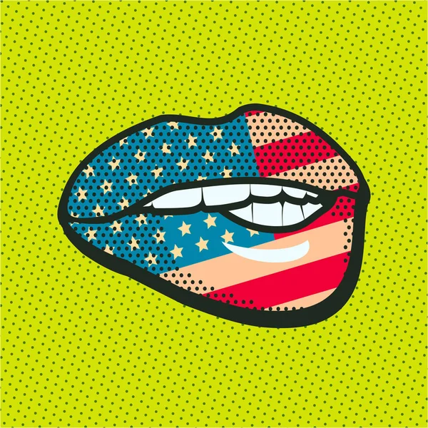 Bandeira americana labial —  Vetores de Stock