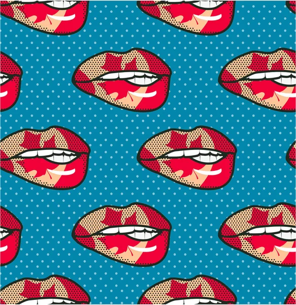 Nahtlose Muster von Lippen Pop Art — Stockvektor