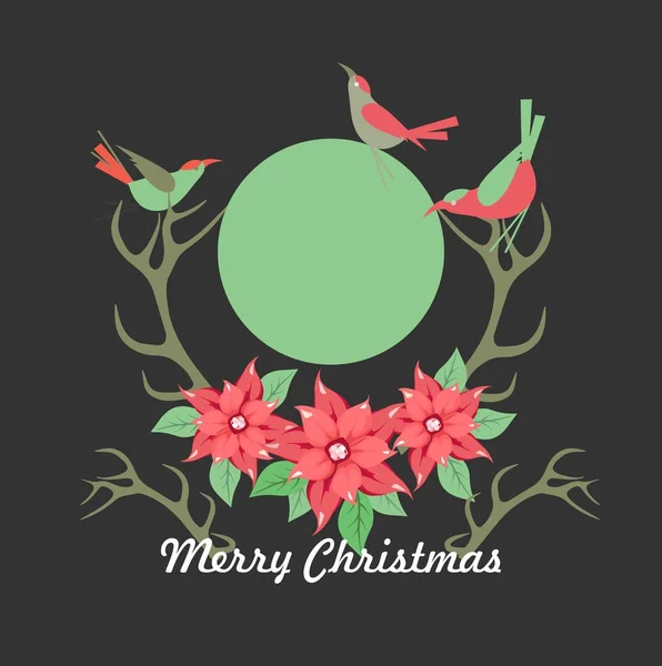 Cadre de fleurs de Noël — Image vectorielle