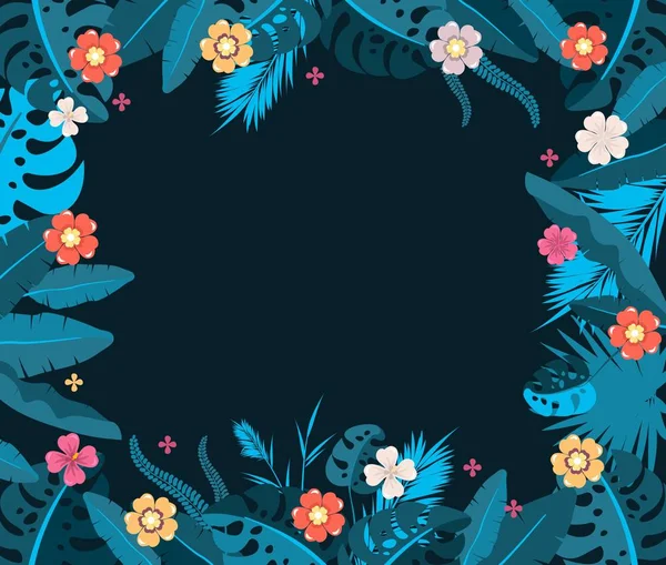 tropikal orman yaprakları ile çerçeve