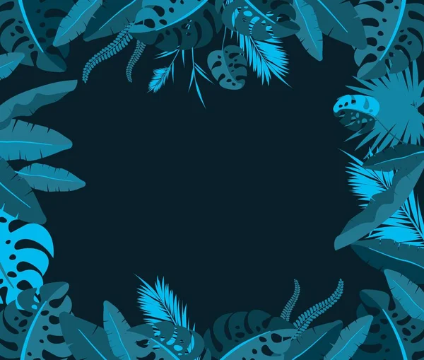 框架与热带丛林中的叶子 — 图库矢量图片