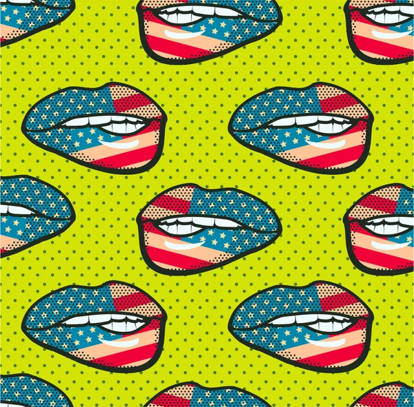 Nahtlose Muster von Lippen Pop Art — Stockvektor