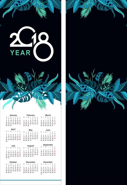 Tropischer Kalender 2018 — Stockvektor