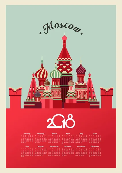 Calendario Russia 2018 — Vettoriale Stock