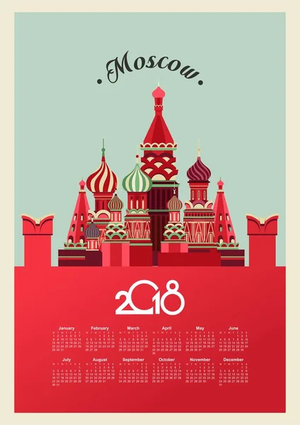 Rússia 2018 calendário —  Vetores de Stock