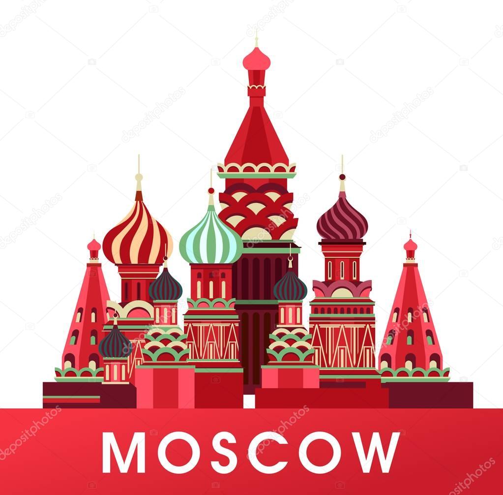 Vector illustration of emblem of Russia Moscow Cathedral isolated white background