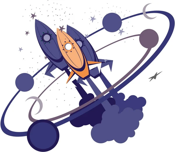 Rocket in outer space — Stock Vector