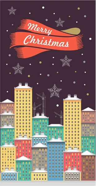 Noche de invierno Ciudad — Vector de stock