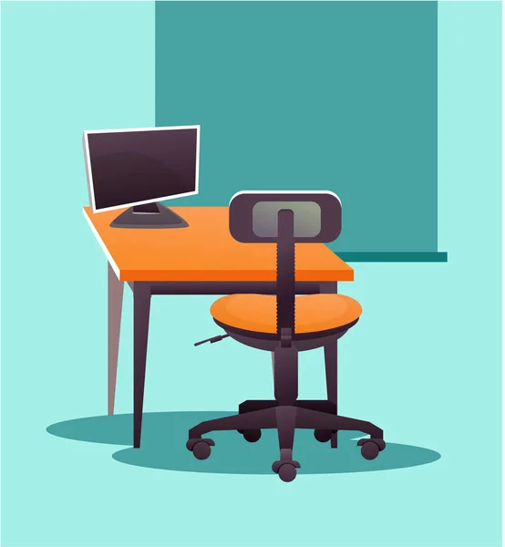 Working computer desk — Stock Vector