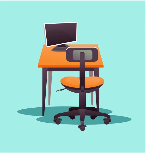 Working computer desk — Stock Vector