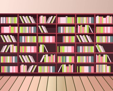 Kütüphane kitap rafı duvar