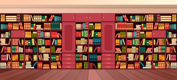 Library bookshelves wall — Stock Vector